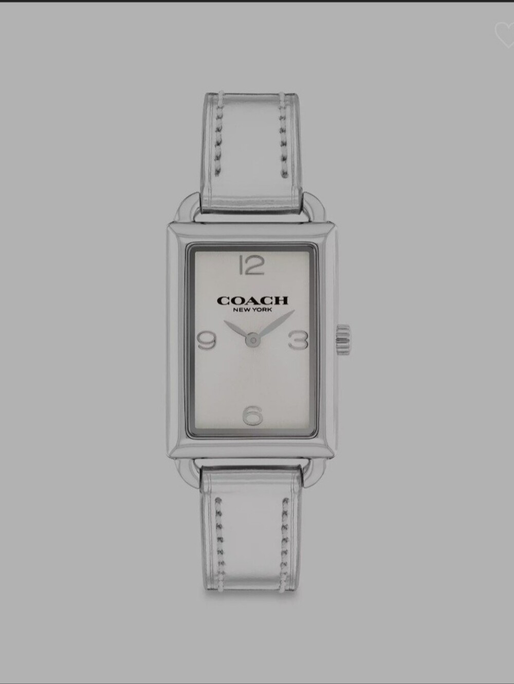 Coach Silver-Tone Rectangular Women's Leather Strap Watch